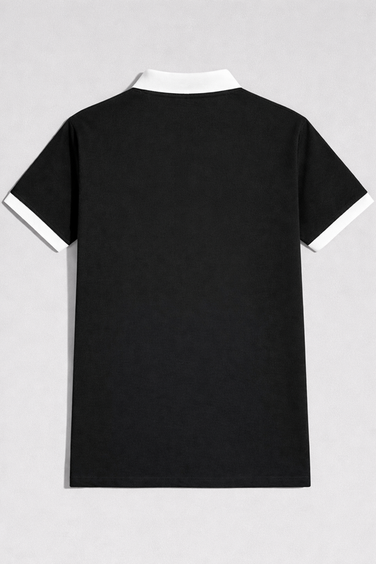 Men’s Black Polo T-Shirt with White Collar – Premium Edition