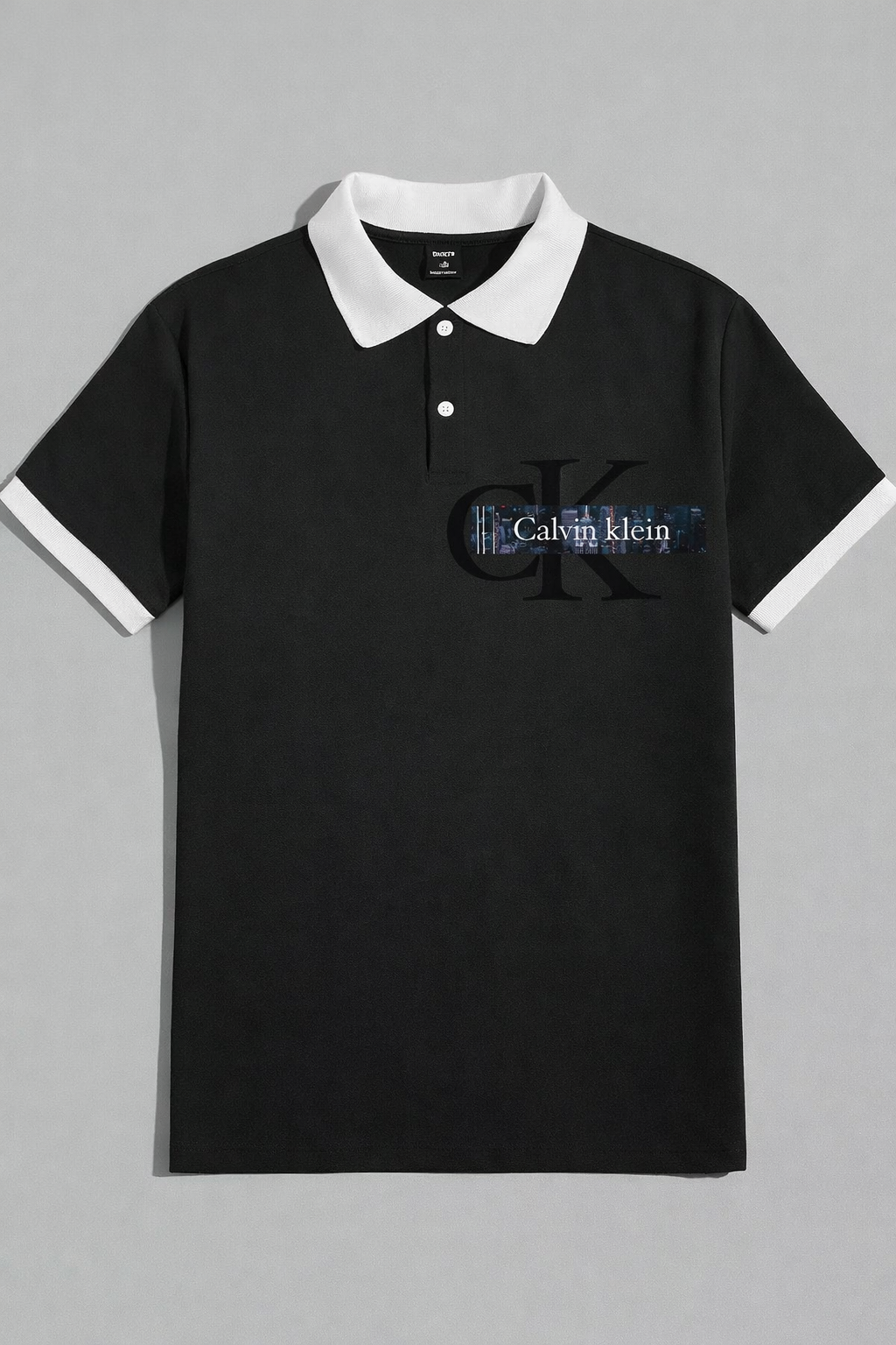 Men’s Black Polo T-Shirt with White Collar – Premium Edition