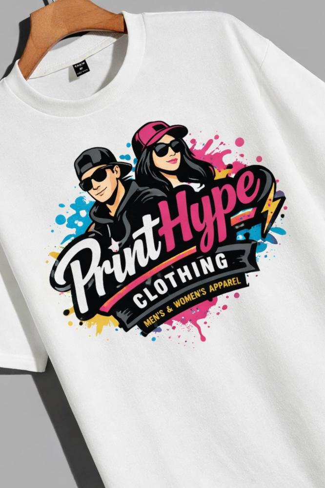 PrintHype Urban Style Graphic T-Shirt – Trendy Oversized White Tee