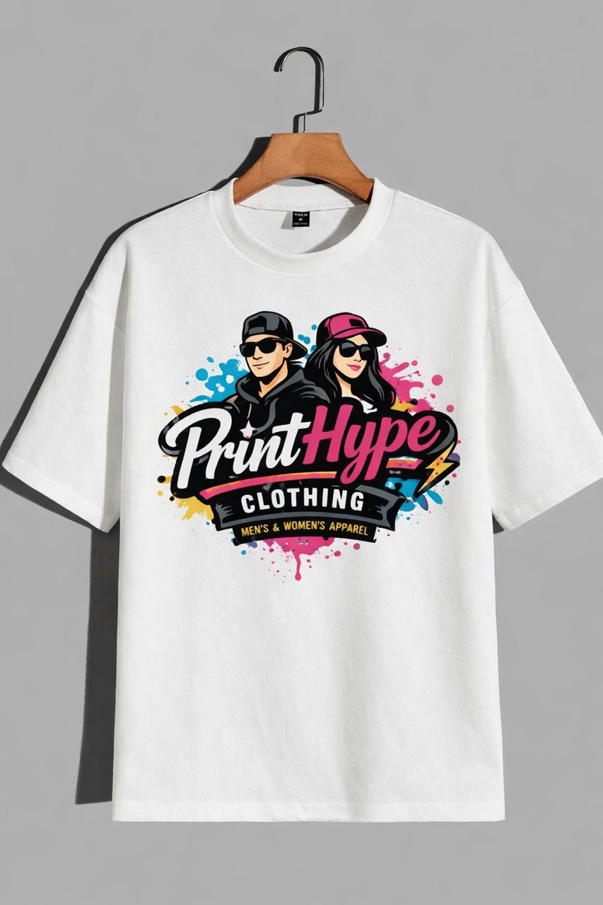 PrintHype Urban Style Graphic T-Shirt – Trendy Oversized White Tee